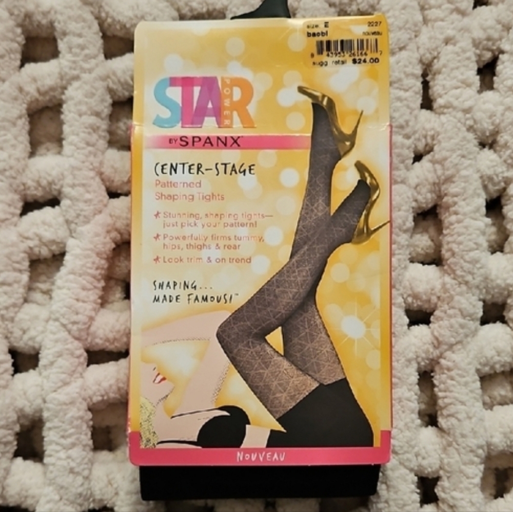 SPANX Center-Stage Patterned Shaping Tights Nouveau Backdrop Black
